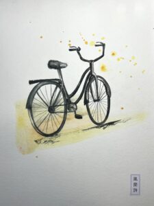 Bicycle, colour, watercolour