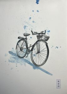 Bicycle, colour, watercolour