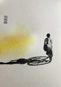 Bicycle, colour, watercolour