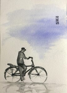 Bicycle, colour, watercolour