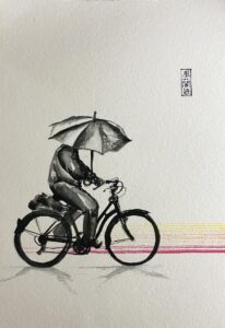 Bicycle, colour, watercolour