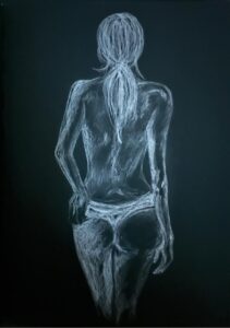 Woman sketch on black