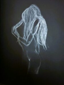 Sketch of girl on black
