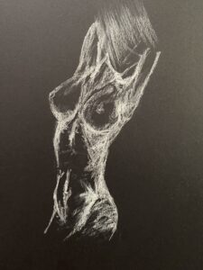 Inverted sketch body, white on black