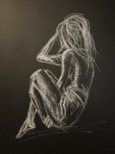 Girl sketched on black