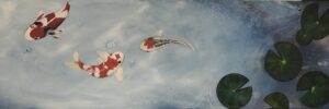 Oil paining, Koi Pond