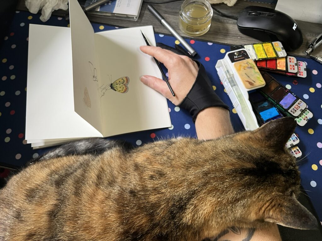 Cat helping paint